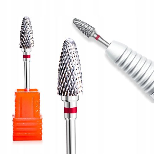  ZENTRIERTER HARTMETALL-HARTMETALLFRÄSER FÜR HYBRID-GEL, FEINER ROTER KEGEL
