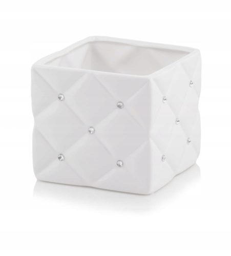  Polnix Blumentopf 13 cm x 14 x 13 cm Durchmesser 14 cm Keramik weiß