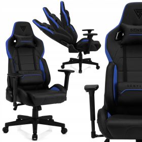    Sense7 Sentinel Gaming-Stuhl, schwarzes und blaues Öko-Leder