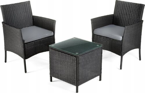  Outtec Gartenmöbel-Set, Kunststoff, graues Kaffeeset, 3-teilig.