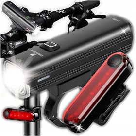    KINGSEVEN L3-1000 Fahrradvorderlicht 1000 lm + ZeeTech Fahrradlicht Fahrradrücklicht 056 50 lm Akku