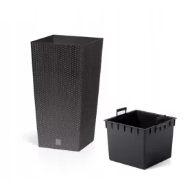    Prosperplast-Blumentopf, 28,7 cm x 28,7 x 55 cm, Durchmesser 28,7 cm, Kunststoff in Braun- und Beigetönen