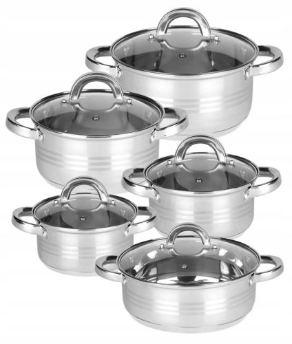 Kochset Set Rossner-Töpfe mit Deckel, Stahl, 10-tlg.