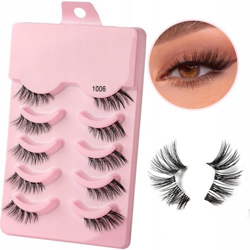  FALSCHE WIMPERN STREIFEN-SET MIT 5 PAAR HÄLFTE 1006