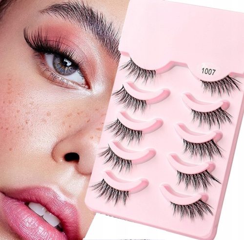  FALSCHE WIMPERN STREIFEN-SET MIT 5 PAAR HÄLFTE 1001