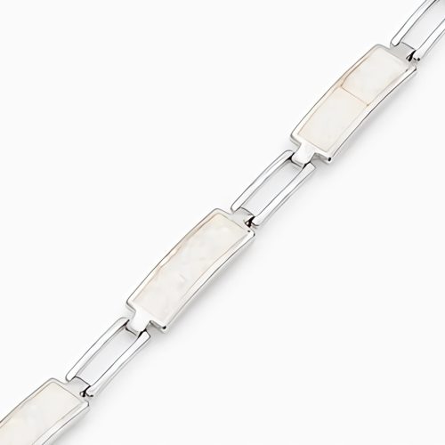  Silberarmband, heller Opal, lange Rechtecke