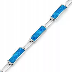  Silberarmband, blauer Opal, lang gerade