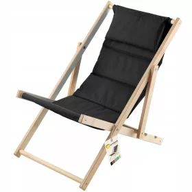    Kadax Liegestuhl, Holz faltbarer Strandliegestuhl, Garten, Holz, Schwarz
