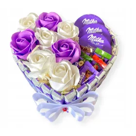  Milka Herzkuchen-Geschenkset mit Seifenrosen
