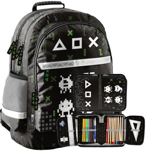 Schulrucksack Gaming für Jungen Klasse 1-3 inklusive PASO Rucksack und Federmappe