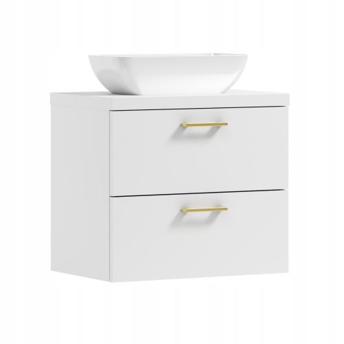 LUNA 50 Badezimmerschrank mit GOLD-Arbeitsplatte und Waschbecken