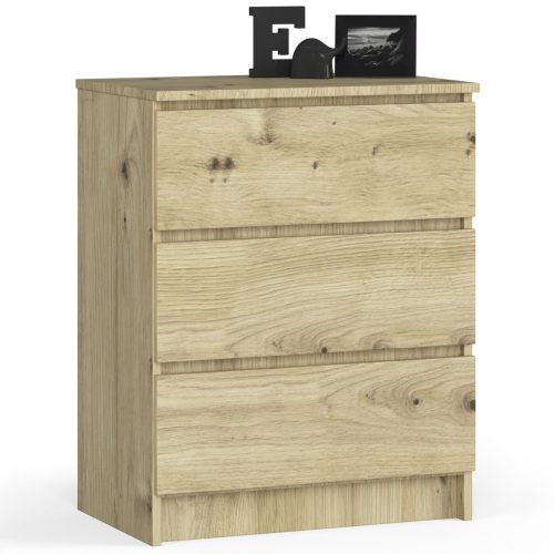  Akord K60 3SZ Kommode 60 x 40 x 77 cm, matte Artisan-Eiche