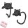  SILBERNE SCHWARZE KATZEN-OHRRINGE FÜR MÄDCHEN