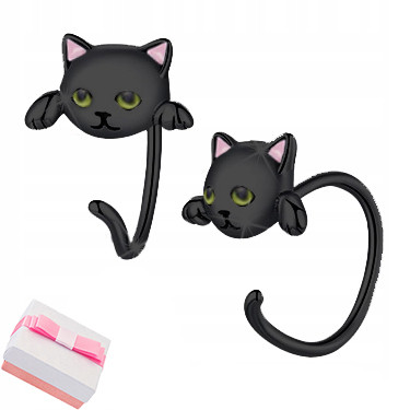  SILBERNE SCHWARZE KATZEN-OHRRINGE FÜR MÄDCHEN