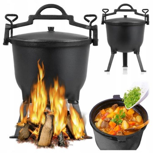  Gusseisentopf Ungarischer Jagdtopf 10L für Lagerfeuergrill