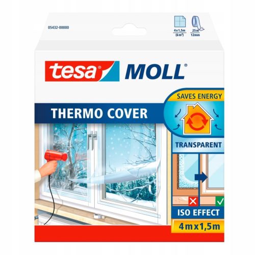  TESA Transparente Wärmedämmfolie für Fenster, Glasisolierung 4m x 1,5m