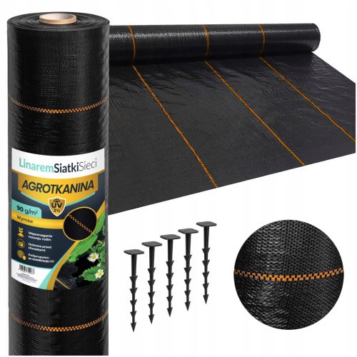  AGRO-STOFF 1,1x50m 90g SCHWARZES AGRO-VLIESSTOFF UV 3% ANTIWEED + PINS