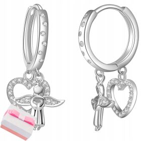  SILBERNE OHRRINGE FÜR MÄDCHEN-ENGELHERZEN