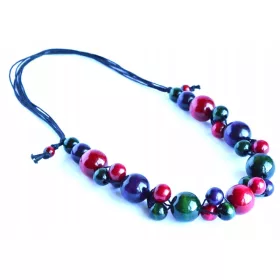  Verstellbare Halskette aus Holzperlen PFLAUME