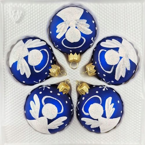  Kugeln 6 cm/5 Stück, Glasdekor, Christbaumschmuck
