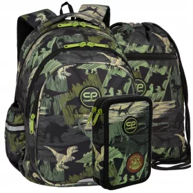   Jugendlicher Schulrucksack CoolPack Jerry "Adventure Park" mit Dinosaurier-Motiv und passendem Federmäppchen