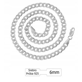  Silberne Vollkette für Herren, 60 cm, 6 mm