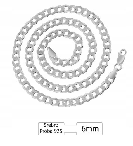  Silberne Vollkette für Herren, 60 cm, 6 mm