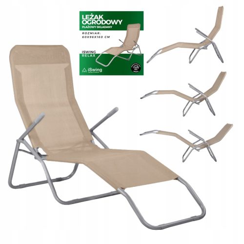 Sonnenliegen und Garten und Terrasse DOMAREX ISWING Liegestuhl, Metall, Beige und Braun