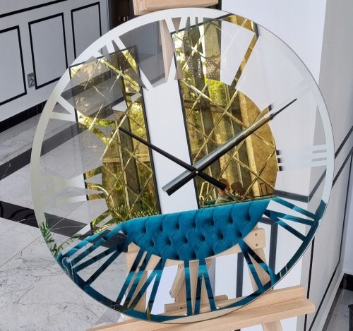 Uhr für zu Hause Galakor silberne Wanduhr, 60 cm
