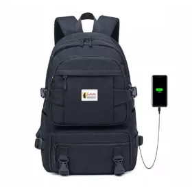    Schulrucksack mit mehreren Fächern_) K&M Schwarz, Blautöne 35 l