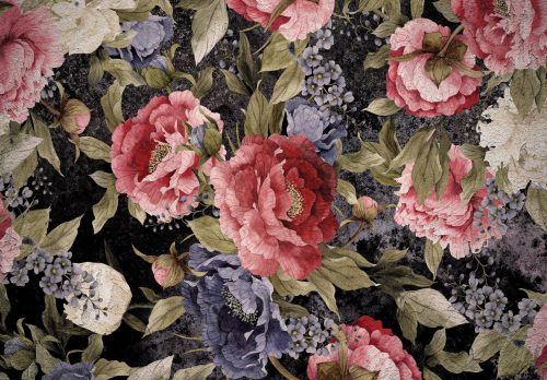 3D-Tapete Blumen Blätter Pflanzen 416 x 254