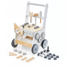  HOLZ-WERKSTATT 3-in-1-LAUFKINDERWAGEN MIT SCHIEBER 47-tlg.