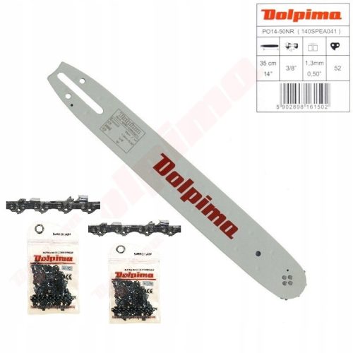Führungsschiene + Kettensatz FÜHRUNG + 2x DOLPIMA-KETTE 14" 52OG 3/8 1,3mm