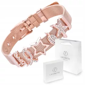  Rosa Charms-Armband Stern, Ichthys, Liebe