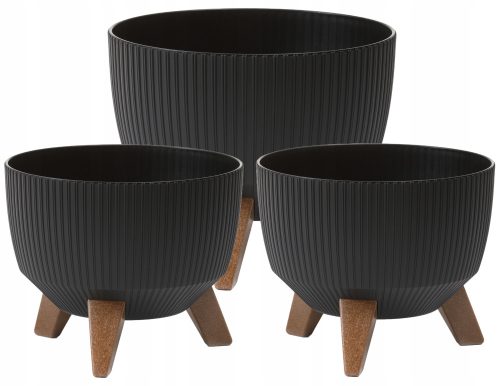  2× Lamela Roma Eco Jumper Blumentopf schwarz 24x15 cm + Lamela Blumentopf 29 cm x 29 x 18 cm Durchmesser 29 cm Kunststoff schwarz