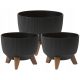  2× Lamela Roma Eco Jumper Blumentopf schwarz 24x15 cm + Lamela Blumentopf 29 cm x 29 x 18 cm Durchmesser 29 cm Kunststoff schwarz