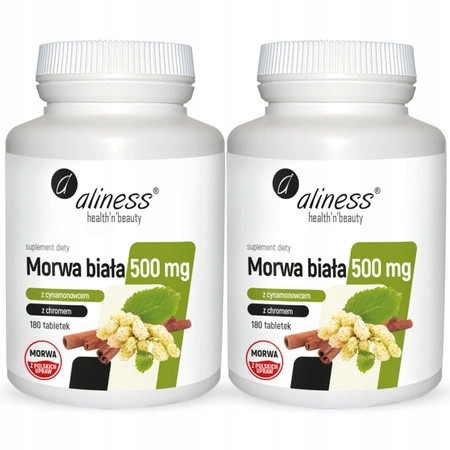 Aliness Weiße Maulbeere 500mg mit Zimtrinde und Chrom – 180 Tabletten