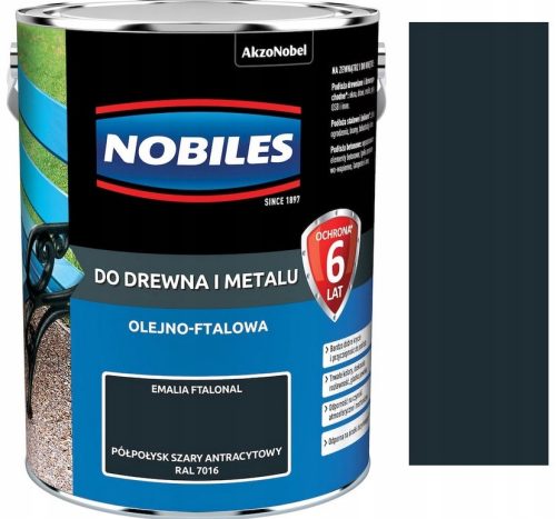 Phthalonallack für Holz und Metall Nobiles Phtalonal 5 l Anthrazitgrau