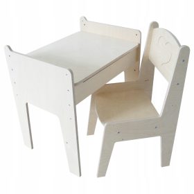  TISCH 37/50 MIT AUFBEWAHRUNG, VERSTELLBARER STUHL, GRAVUR