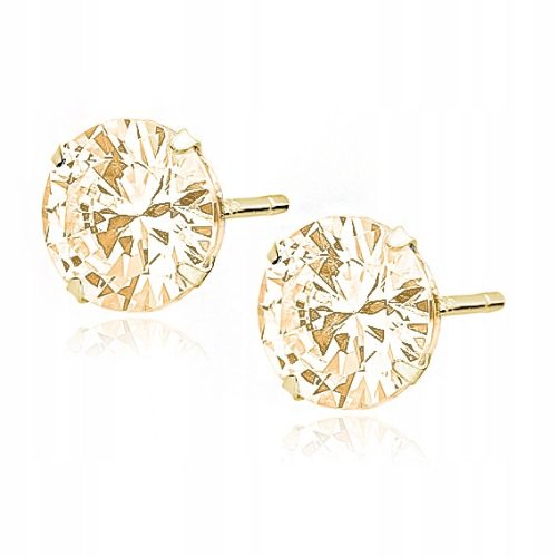  Silberohrringe, vergoldet 925, Zirkonia, 8 mm