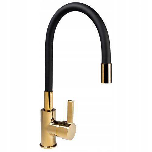 Aqui RUB FLUX GOLD schwarzer Stand-Küchenarmatur