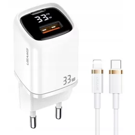  USAMS 33W Ladegerät 1xUSB-C 1xUSB + iPhone-Kabel