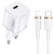  USAMS Netzladegerät 1xUSB-C T36 mini 20W + USB-C-Lightning-Kabel weiß