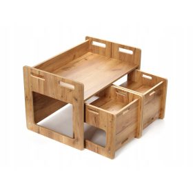  3-in-1 Eichentisch mit 2 Stühlen TB-320