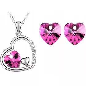  Silberschmuckset mit rosa Herzen