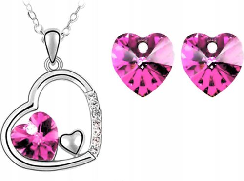  Silberschmuckset mit rosa Herzen