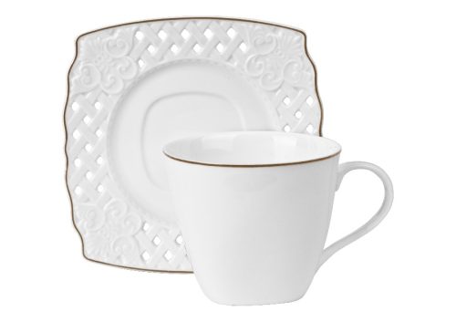 Tasse und Untertasse für Kaffee und Tee Veroni Lazar Porzellantasse 220 ml 6-tlg.