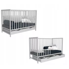  MAŁGOSIA Bett, graue Schublade, Couch, 120x60