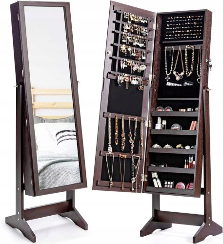  Schmuckschrank (braun) mit Ganzkörperspiegel