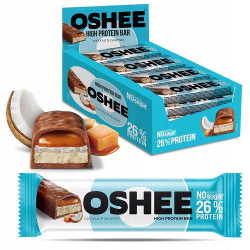 OSHEE Proteinriegel Kokos-Karamell 48g - Zuckerfrei und Reich an Protein